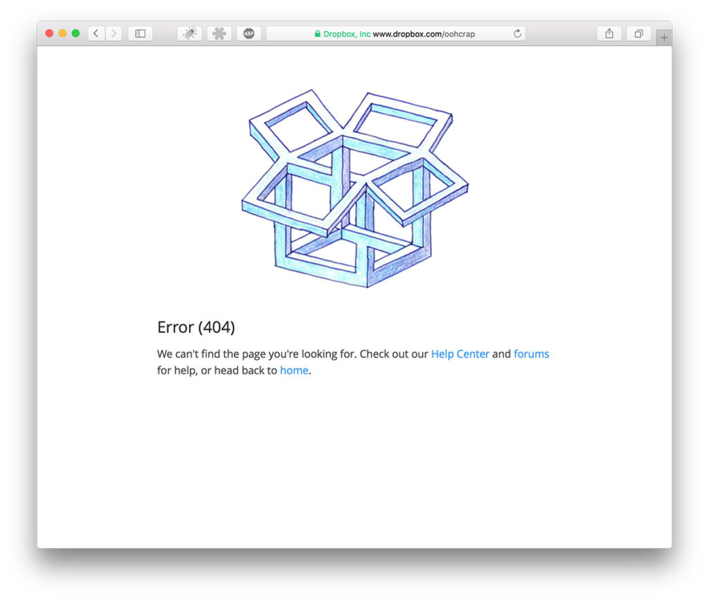Error 404-page at Dropbox