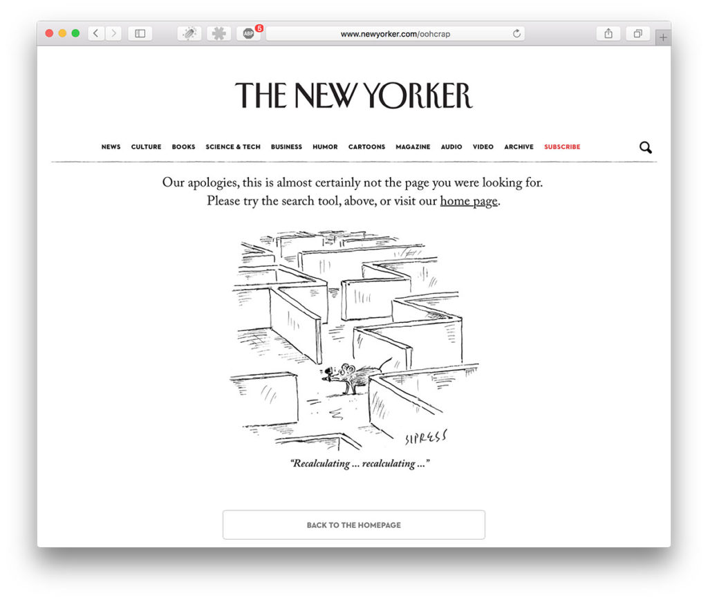 The New Yorker's error 404-page